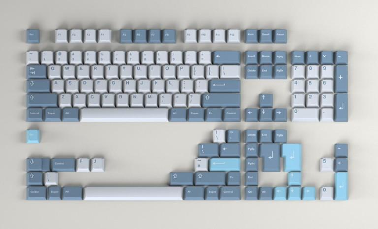 GMK Shoko 2nd Style - Keycap group buy cover image featuring GMK Shoko, keycap set, group buy, Pantone 656C, Pantone 5425C, custom switches, MacSurfy, Hikara Kit, Spacebar Kit, Obscure Kits, base kit, Kono, iLumkb, Deskhero