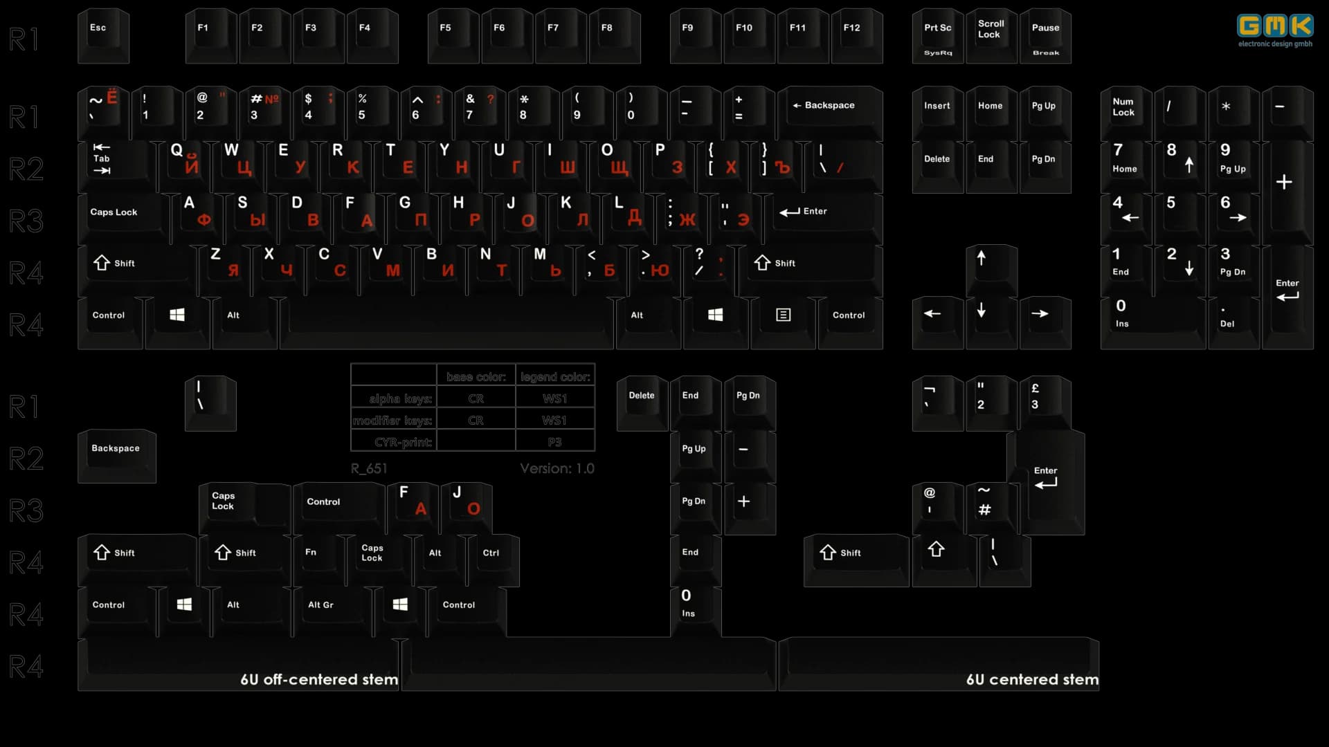 GMK Originative Cyrillic R2 黑俄文R2 - Base