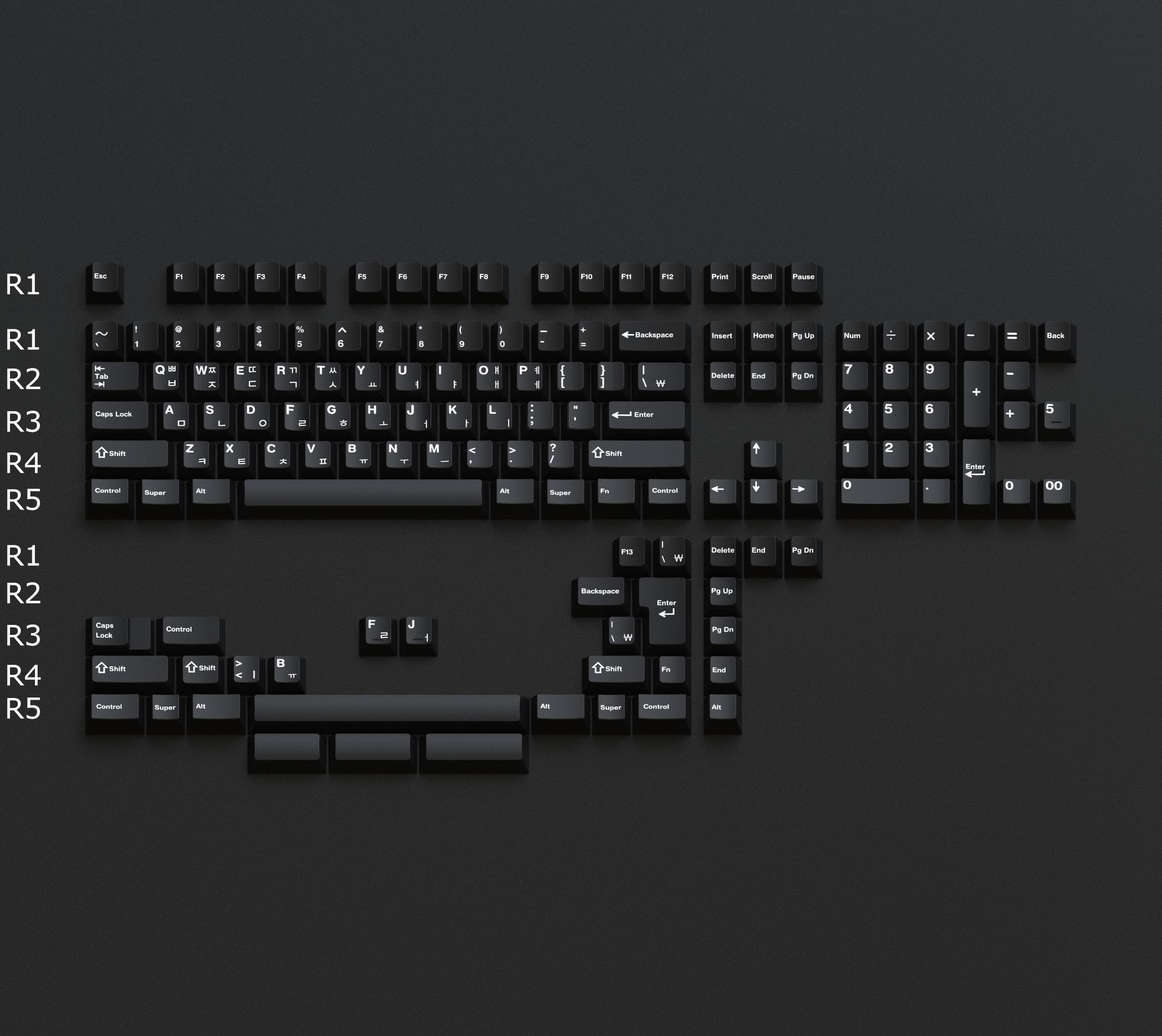 GMK WoBBoW Hangul 黑白韩文 - White on Black